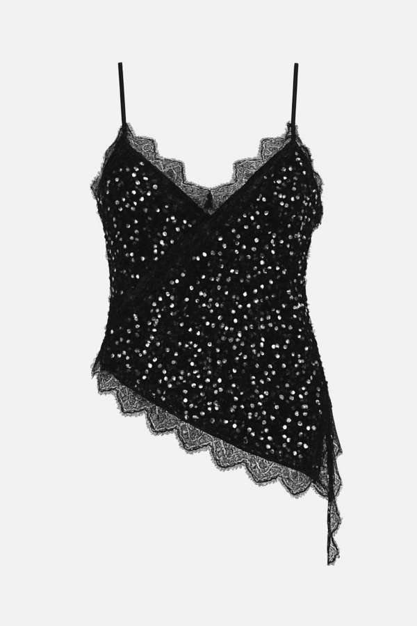 TOP DESIGUAL LENTEJUELA