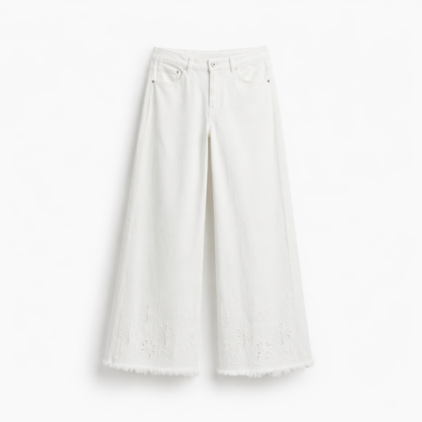 JEANS BORDADO WIDE LEG BLANCO